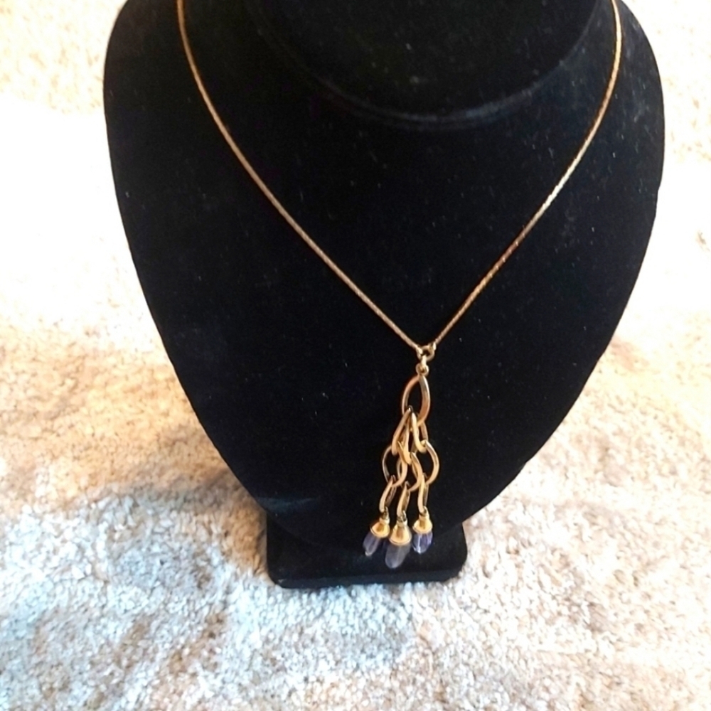 PILGRIM PK PENDULUM GOLD PLATED HAND MADE NECKLACE *Made in Denmark*